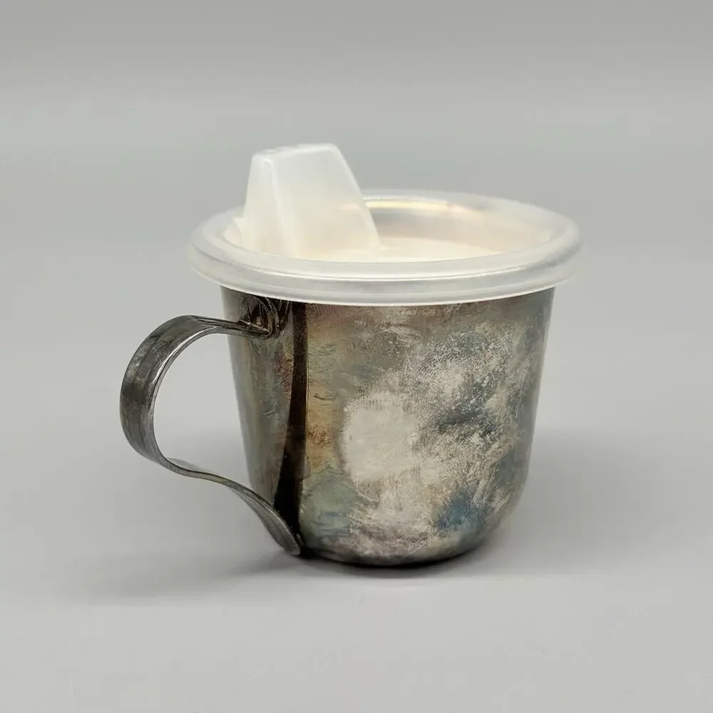 Godinger Duck Silver Plated Baby Cup Handled With Sippy Lid